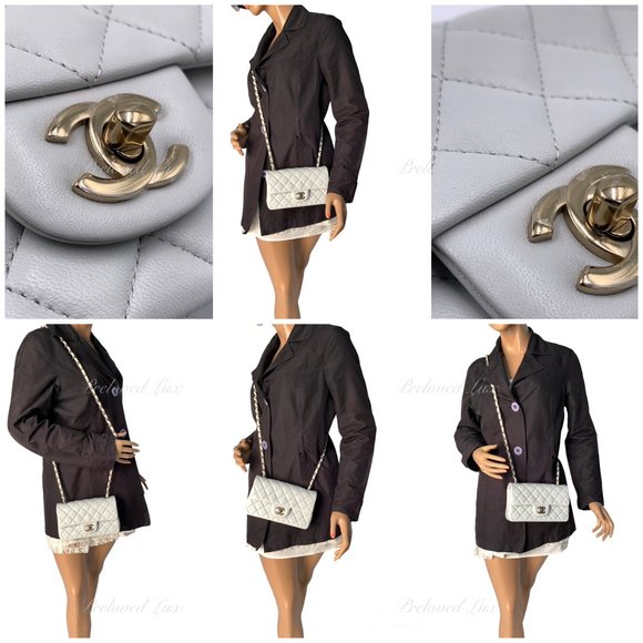 Authentic CHANEL Classic Grey Lambskin Mini Rectangular GHW - Picture 15 of 17
